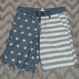 Cat And Jack Youth Boys 12 Blue White Stars And Striped Adjustable Waist Shorts